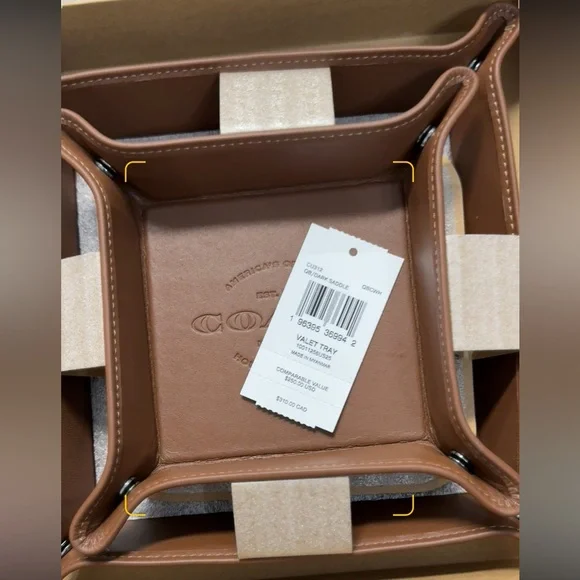 Coach New with Box Set Saddle Brown Leather Valet Trays - Picture 3 of 16